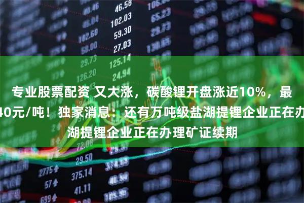 专业股票配资 又大涨，碳酸锂开盘涨近10%，最高触及88840元/吨！独家消息：还有万吨级盐湖提锂企业正在办理矿证续期